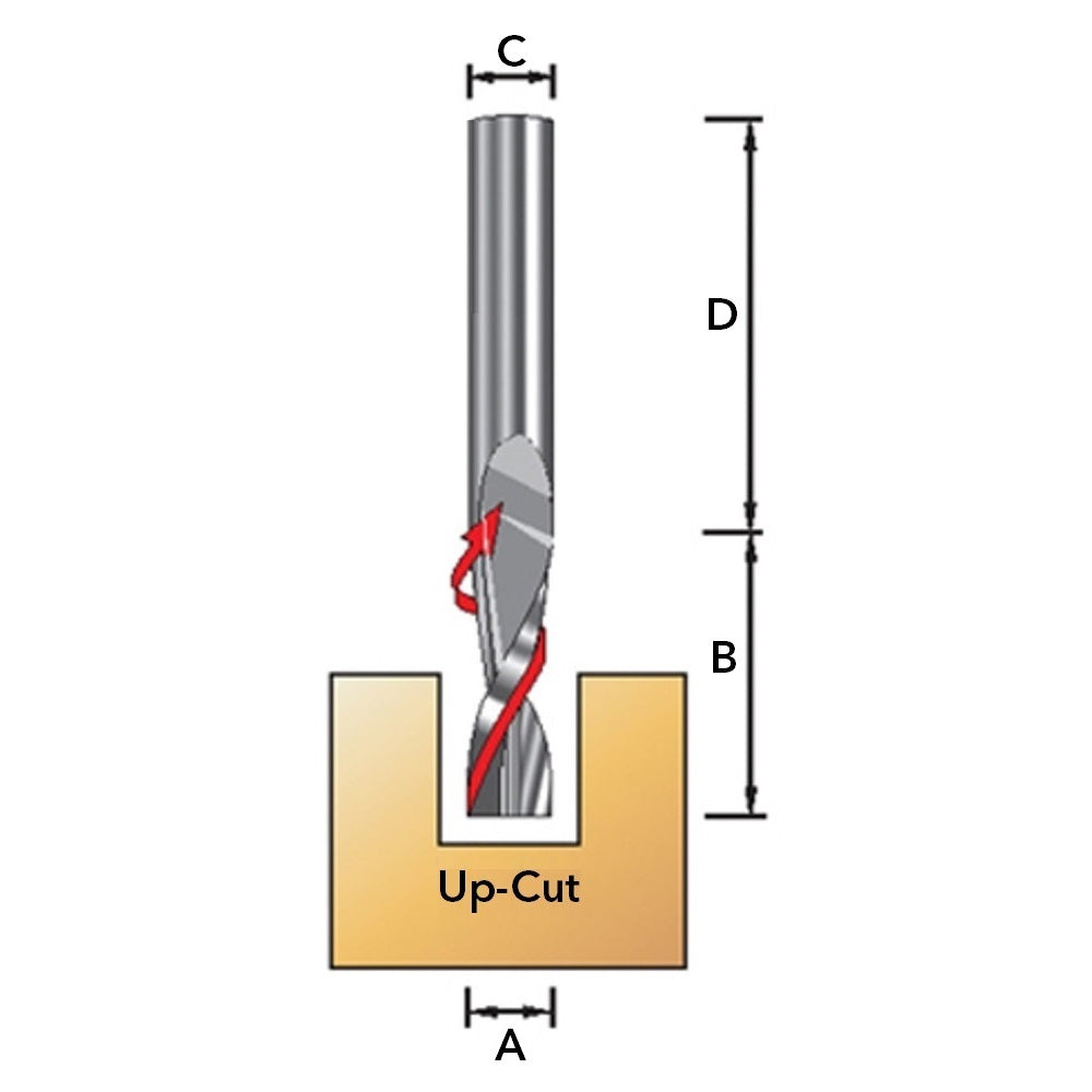 90013 Up Spiral Router Bit, SC, 1/4'